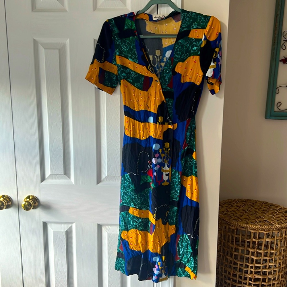 Jamilla Okubo x Gorman midi dress size 6, boho colorful pattern autumn dress